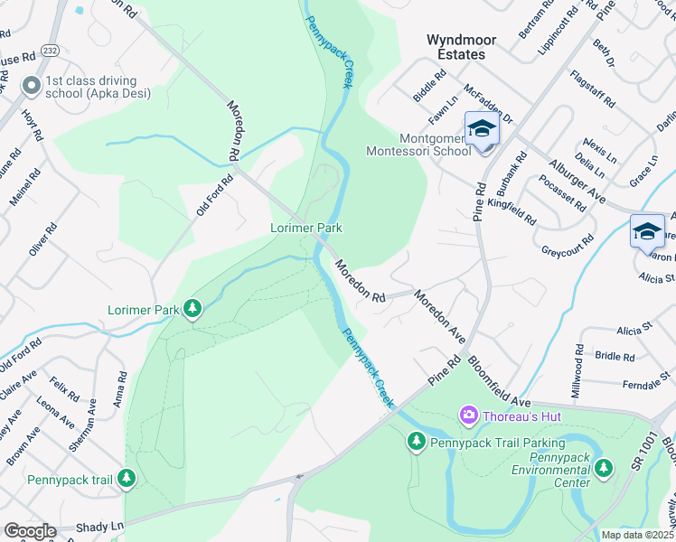 map of restaurants, bars, coffee shops, grocery stores, and more near 54 Moredon Road in Huntingdon Valley
