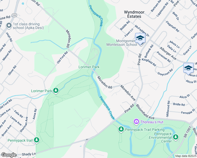 map of restaurants, bars, coffee shops, grocery stores, and more near 54 Moredon Road in Huntingdon Valley