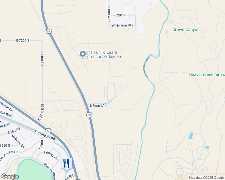 map of restaurants, bars, coffee shops, grocery stores, and more near South 800 West Street in Mapleton