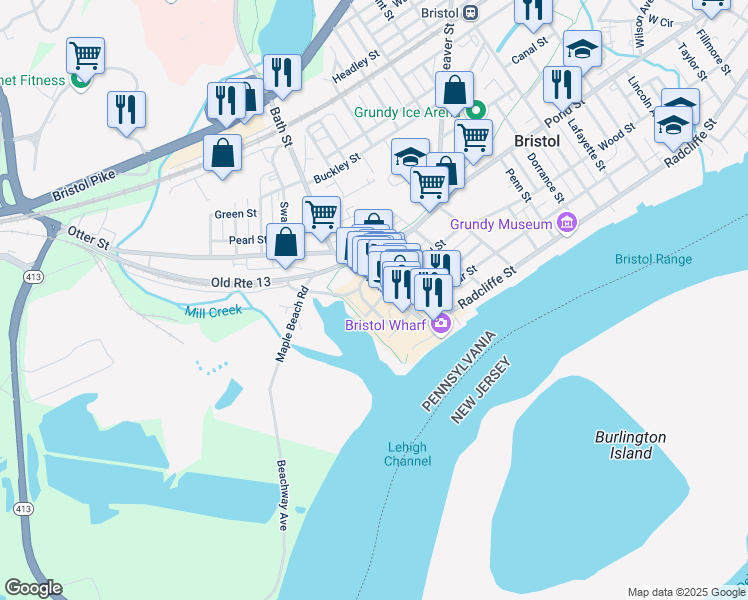 map of restaurants, bars, coffee shops, grocery stores, and more near 100 Wood Street in Bristol