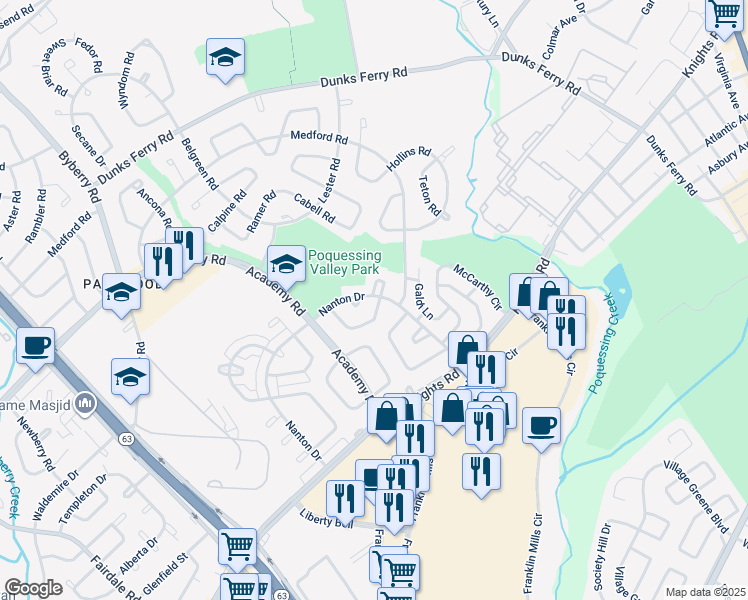 map of restaurants, bars, coffee shops, grocery stores, and more near 3661 Friar Road in Philadelphia