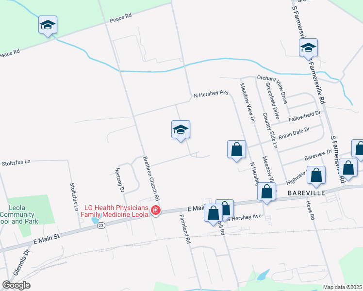 map of restaurants, bars, coffee shops, grocery stores, and more near in Lancaster County