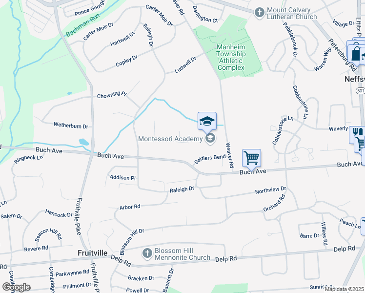 map of restaurants, bars, coffee shops, grocery stores, and more near 346 Travis Lane in Lancaster