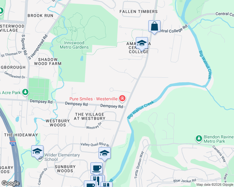 map of restaurants, bars, coffee shops, grocery stores, and more near 840 Dempsey Road in Westerville