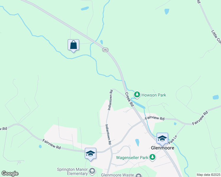 map of restaurants, bars, coffee shops, grocery stores, and more near 51 Indiantown Road in Glenmoore