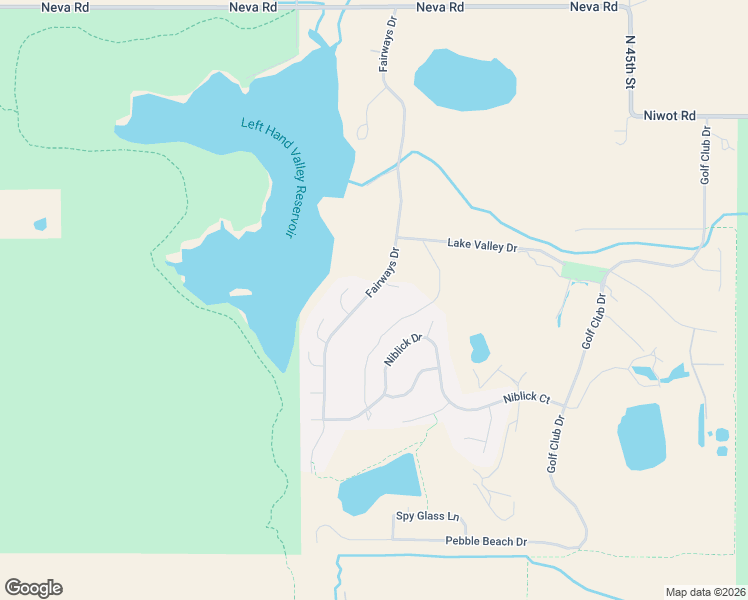 map of restaurants, bars, coffee shops, grocery stores, and more near 6654 Fairways Drive in Longmont