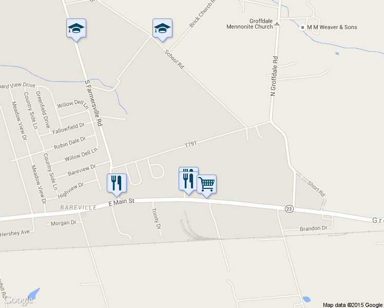 map of restaurants, bars, coffee shops, grocery stores, and more near 176 Butter Rd in Leola