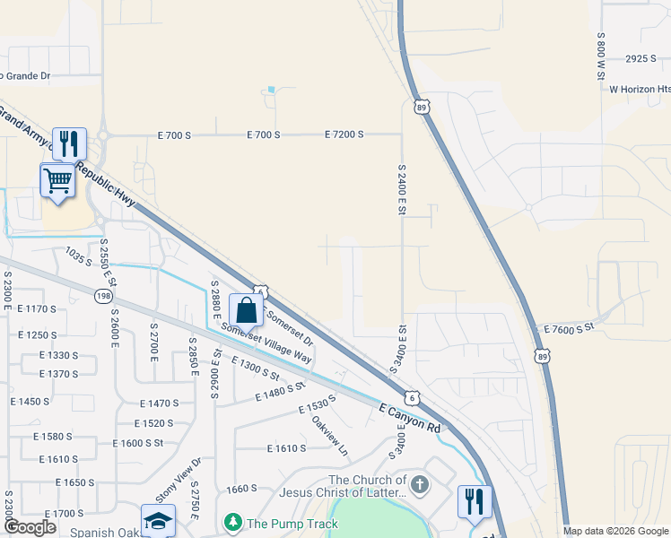 map of restaurants, bars, coffee shops, grocery stores, and more near 1065 South 3170 East in Spanish Fork