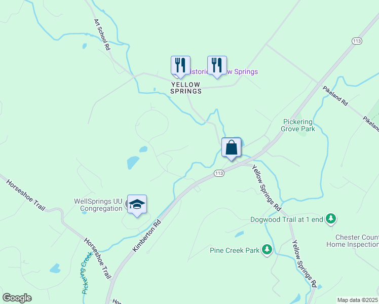 map of restaurants, bars, coffee shops, grocery stores, and more near 1220 Timber Ridge Lane in Chester Springs