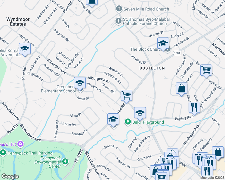 map of restaurants, bars, coffee shops, grocery stores, and more near 729 Alburger Avenue in Philadelphia