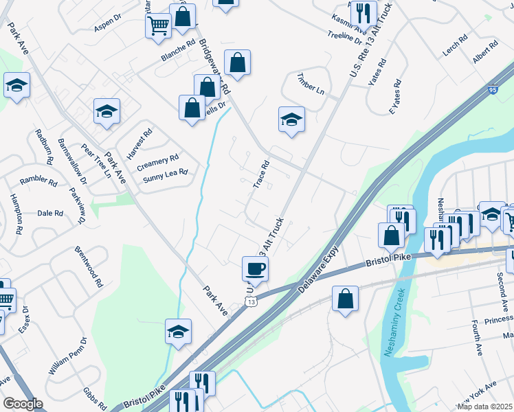 map of restaurants, bars, coffee shops, grocery stores, and more near 1014 Weybridge Court in Bucks County