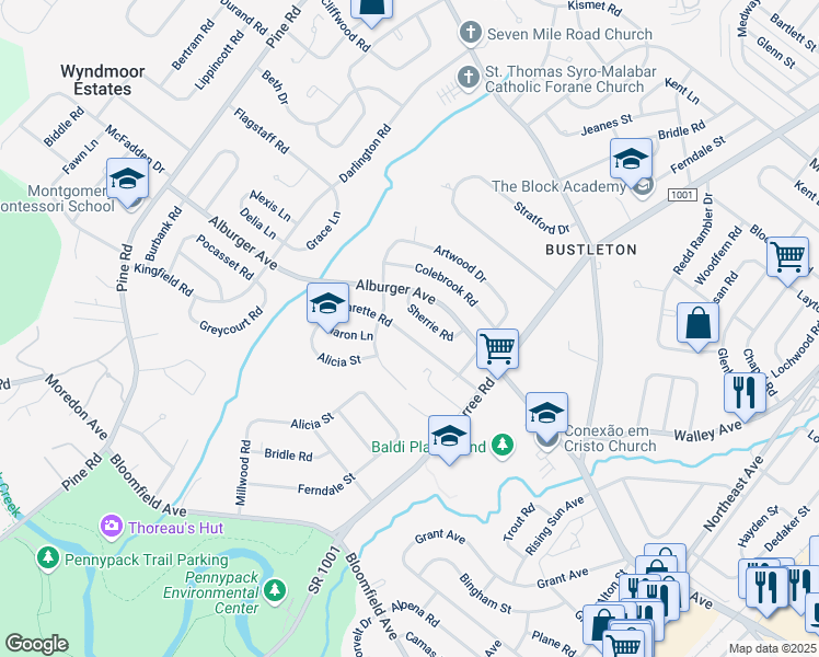 map of restaurants, bars, coffee shops, grocery stores, and more near 607 Sherrie Road in Philadelphia