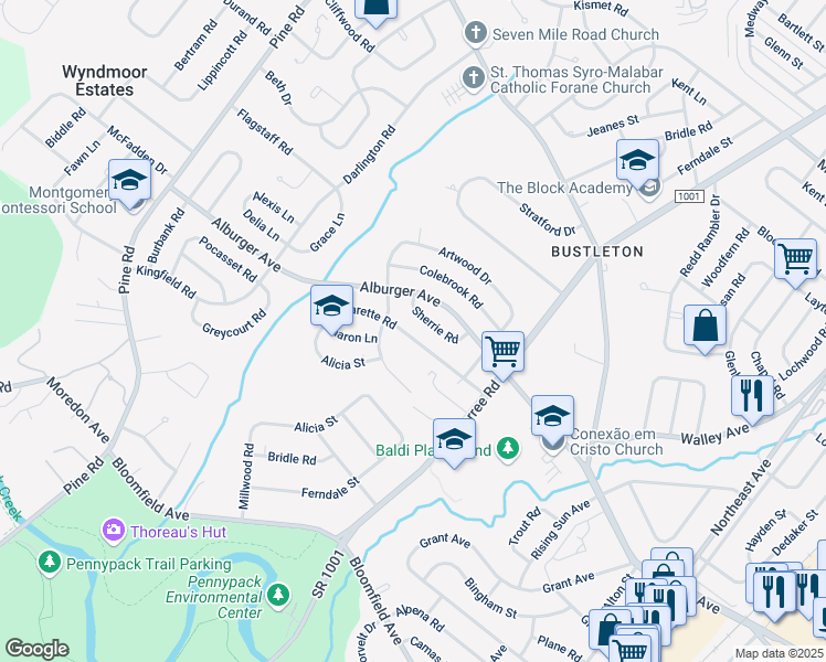 map of restaurants, bars, coffee shops, grocery stores, and more near 607 Sherrie Road in Philadelphia