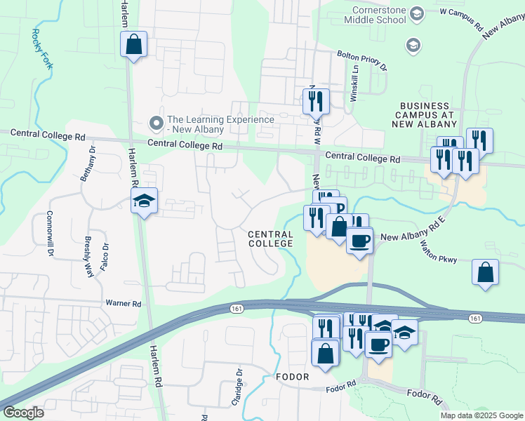 map of restaurants, bars, coffee shops, grocery stores, and more near 6906 Rothwell Street in New Albany
