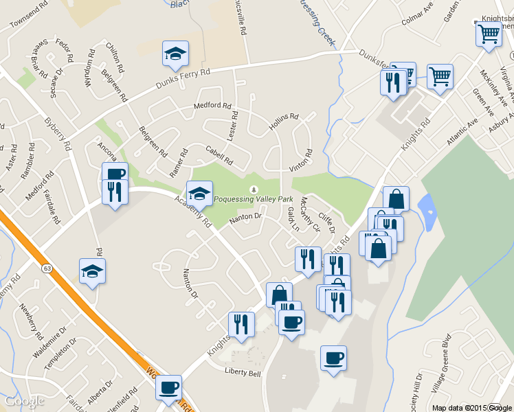 map of restaurants, bars, coffee shops, grocery stores, and more near 12630 Friar Place in Philadelphia