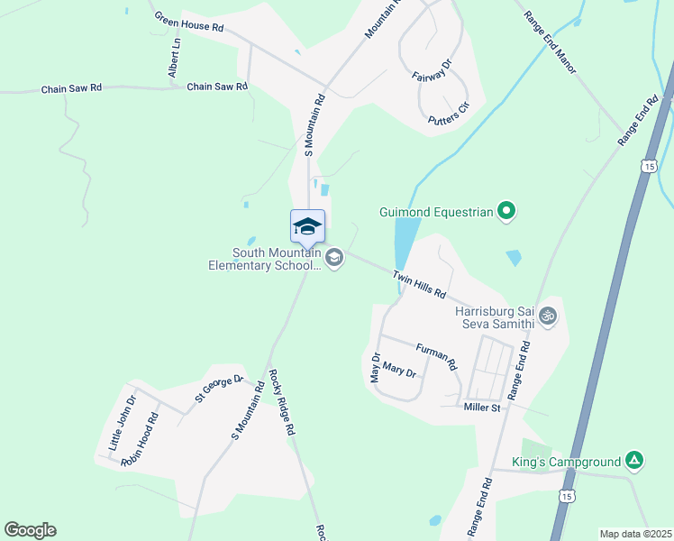 map of restaurants, bars, coffee shops, grocery stores, and more near 711 South Mountain Road in Dillsburg