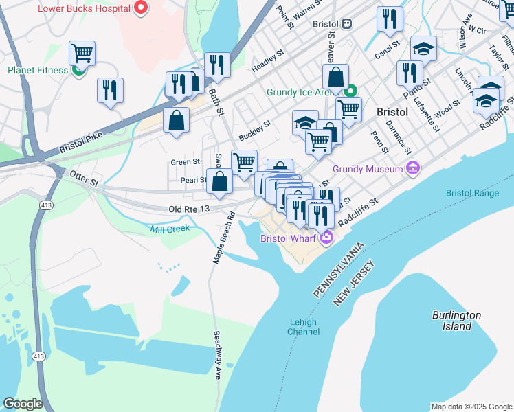 map of restaurants, bars, coffee shops, grocery stores, and more near 2 Canals End Road in Bristol