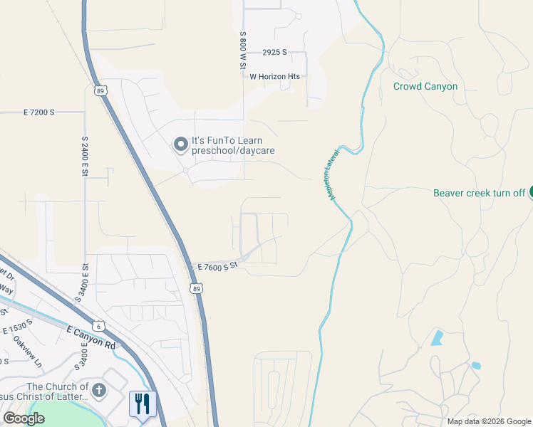 map of restaurants, bars, coffee shops, grocery stores, and more near Walnut Bark Lane in Springville