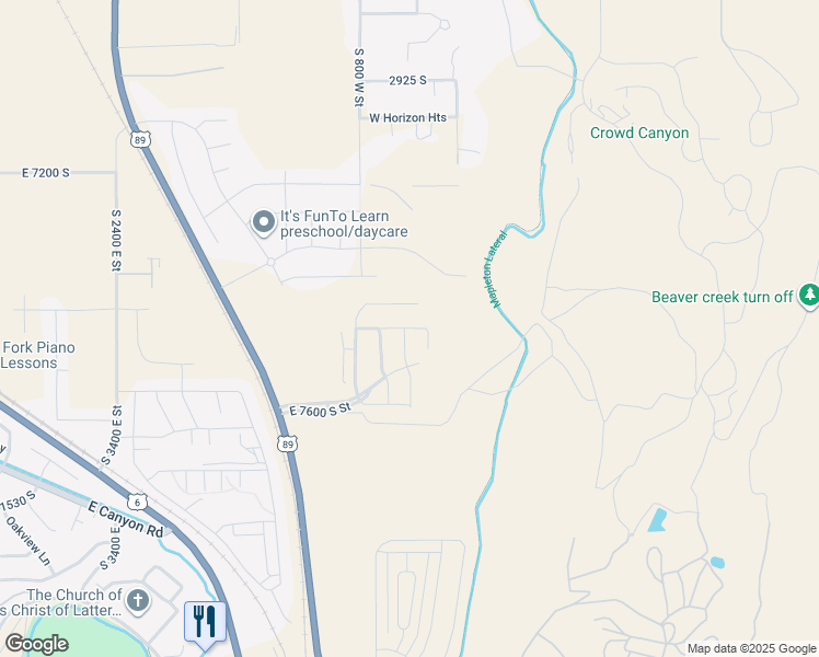 map of restaurants, bars, coffee shops, grocery stores, and more near 401 Walnut Bark Lane in Mapleton