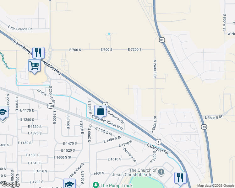 map of restaurants, bars, coffee shops, grocery stores, and more near 1032 South State Road in Salem