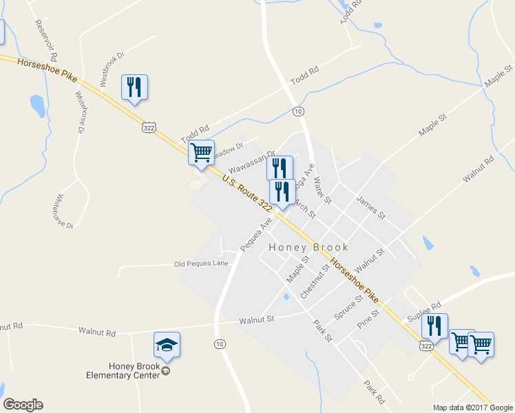 map of restaurants, bars, coffee shops, grocery stores, and more near 4750 Horseshoe Pike in Gap