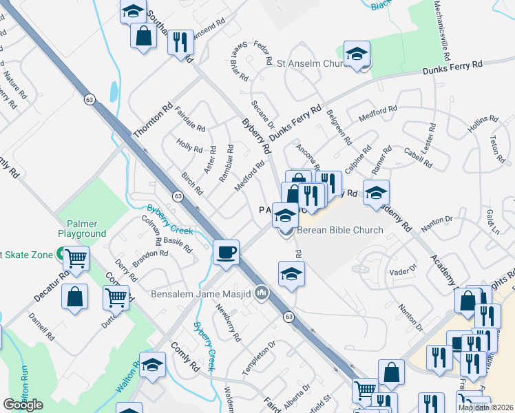 map of restaurants, bars, coffee shops, grocery stores, and more near 3319 Fairdale Road in Philadelphia