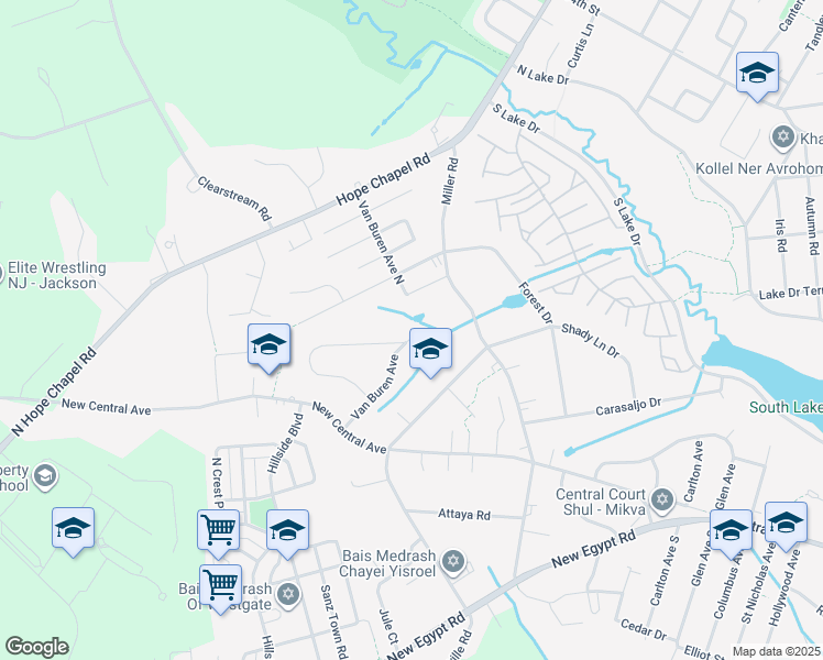 map of restaurants, bars, coffee shops, grocery stores, and more near 150 Van Buren Avenue in Lakewood