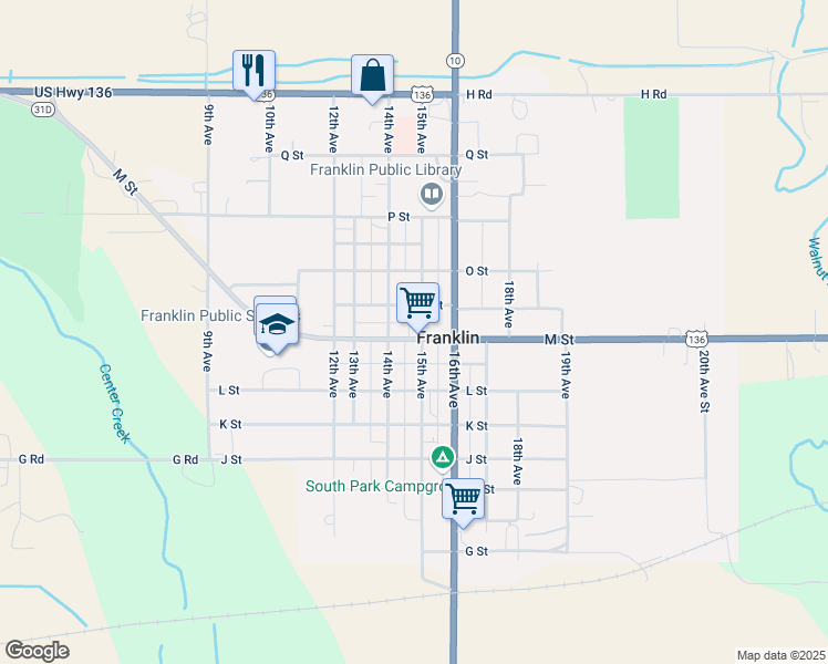 map of restaurants, bars, coffee shops, grocery stores, and more near 519 15th Avenue in Franklin