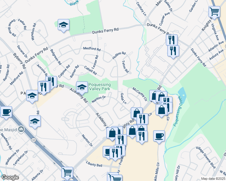 map of restaurants, bars, coffee shops, grocery stores, and more near 12652 Friar Place in Philadelphia