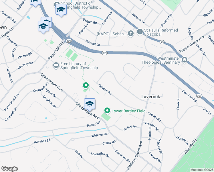 map of restaurants, bars, coffee shops, grocery stores, and more near 8403 Cobden Road in Laverock