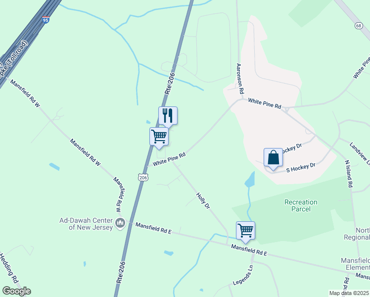 map of restaurants, bars, coffee shops, grocery stores, and more near 535 White Pine Road in Mansfield