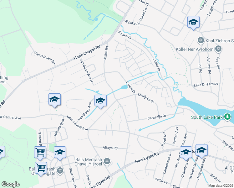 map of restaurants, bars, coffee shops, grocery stores, and more near 217 Miller Road in Lakewood