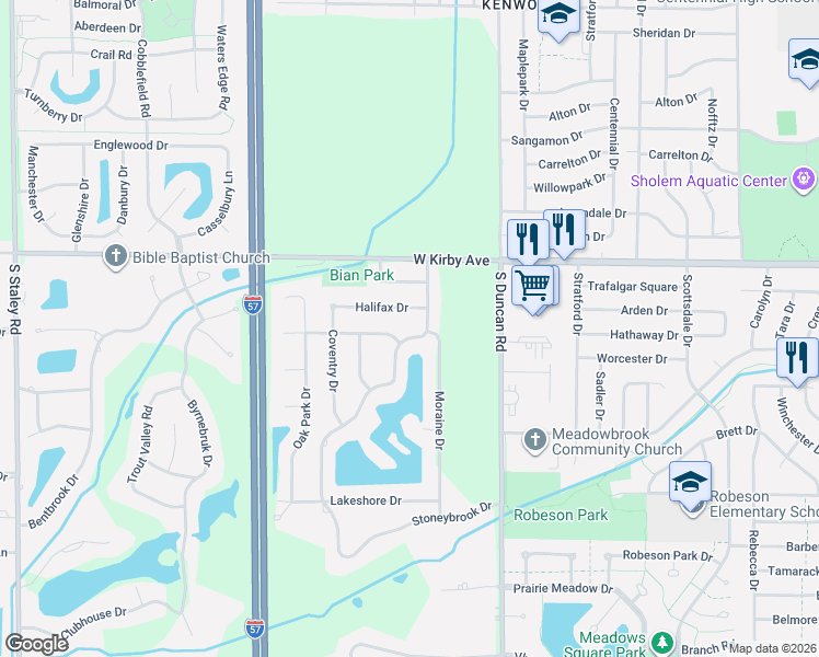 map of restaurants, bars, coffee shops, grocery stores, and more near 1709 Maynard Drive in Champaign