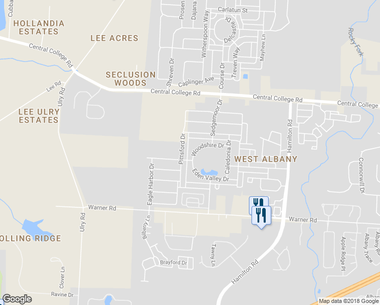 map of restaurants, bars, coffee shops, grocery stores, and more near 5950 Woodshire Drive in Westerville