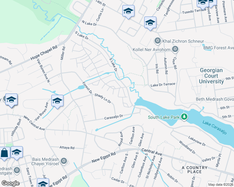 map of restaurants, bars, coffee shops, grocery stores, and more near 62C Hedge Drive in Lakewood