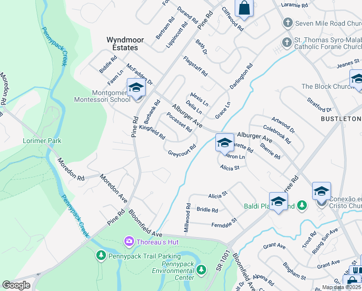 map of restaurants, bars, coffee shops, grocery stores, and more near 126 Kingfield Road in Philadelphia