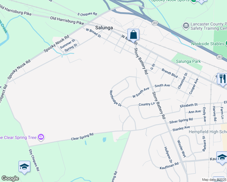 map of restaurants, bars, coffee shops, grocery stores, and more near 181 Northridge Drive in Landisville