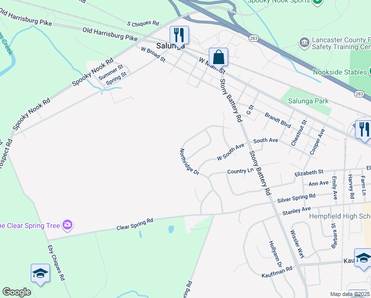 map of restaurants, bars, coffee shops, grocery stores, and more near 181 Northridge Drive in Landisville