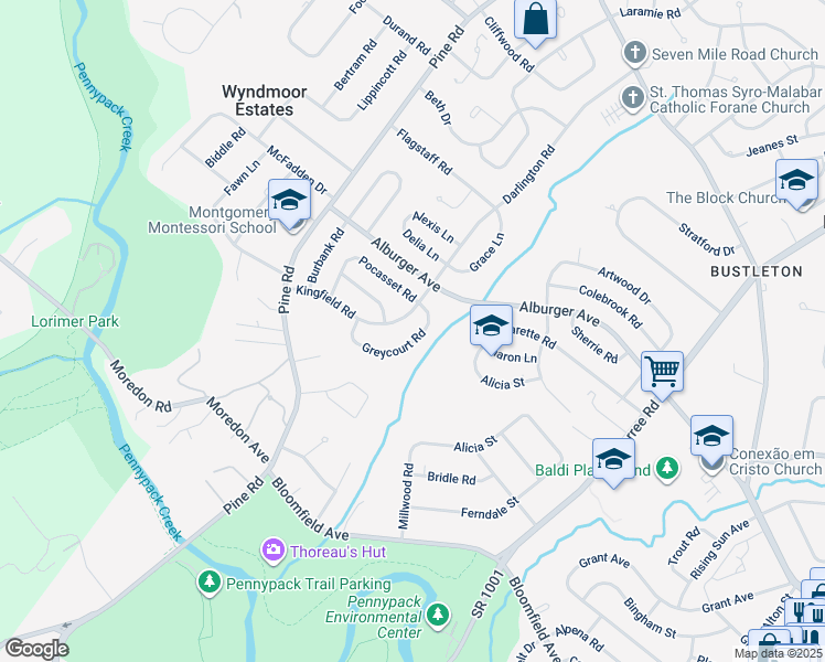 map of restaurants, bars, coffee shops, grocery stores, and more near 135 Greycourt Road in Philadelphia