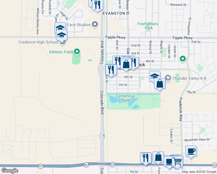 map of restaurants, bars, coffee shops, grocery stores, and more near 730 Main Street in Erie