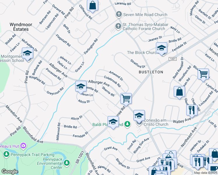 map of restaurants, bars, coffee shops, grocery stores, and more near 718 Alburger Avenue in Philadelphia
