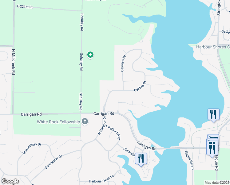 map of restaurants, bars, coffee shops, grocery stores, and more near 7076 Oakbay Drive in Noblesville