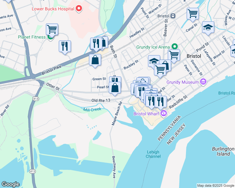 map of restaurants, bars, coffee shops, grocery stores, and more near 154 Otter Street in Bristol