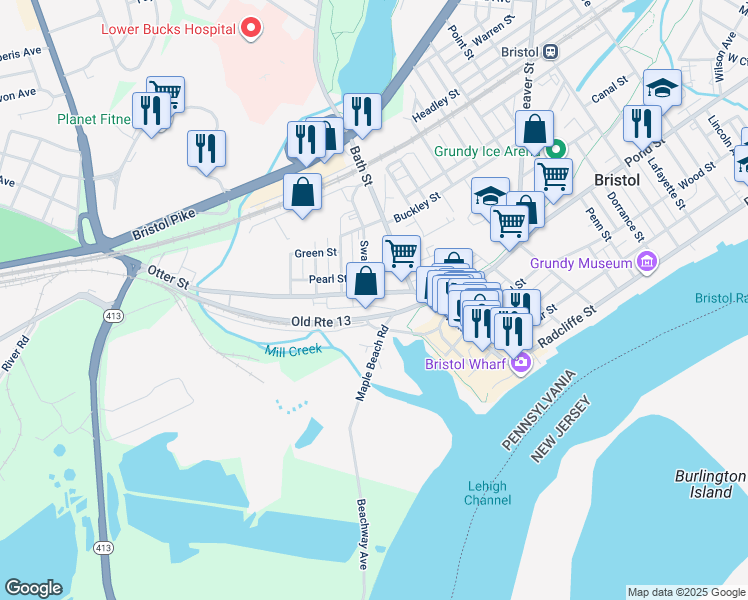 map of restaurants, bars, coffee shops, grocery stores, and more near 154 Otter Street in Bristol