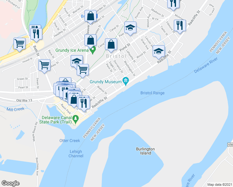 map of restaurants, bars, coffee shops, grocery stores, and more near 430 Radcliffe Street in Bristol