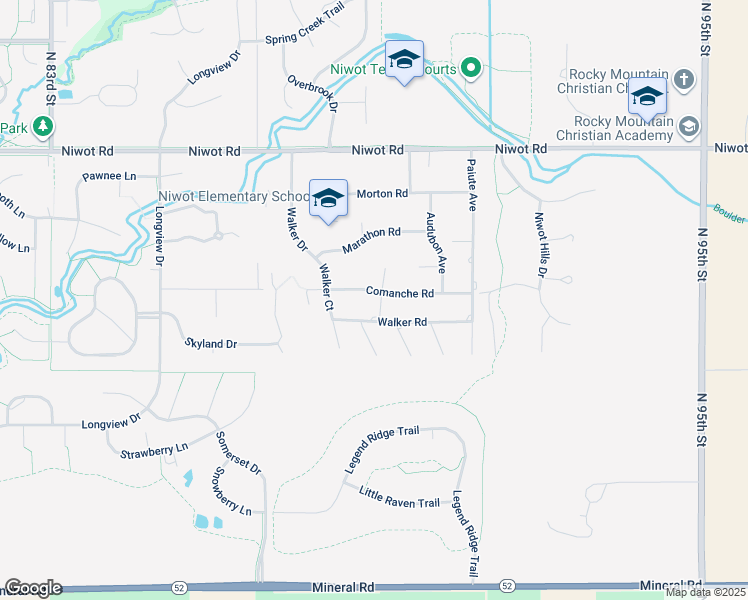 map of restaurants, bars, coffee shops, grocery stores, and more near 8882 Comanche Road in Longmont