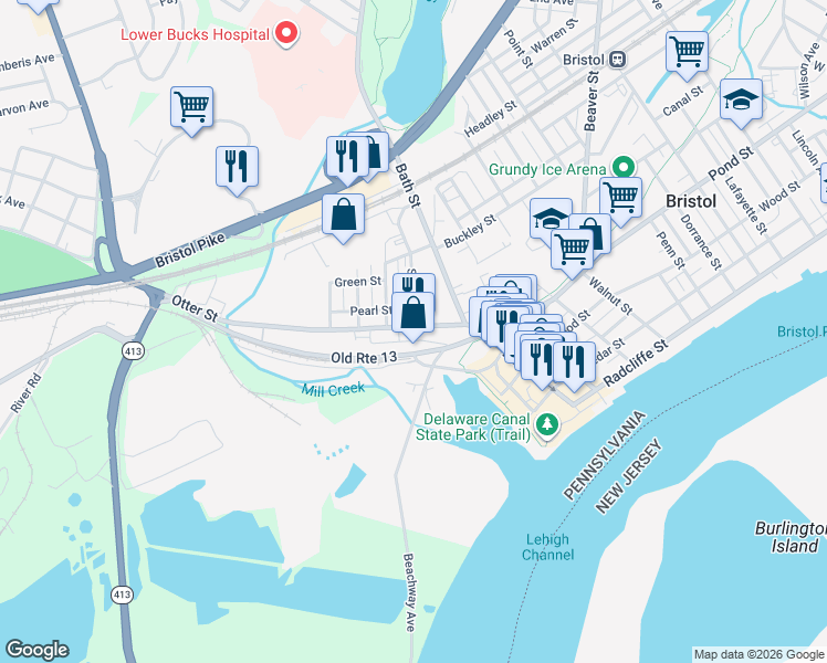 map of restaurants, bars, coffee shops, grocery stores, and more near 200 Otter Street in Bristol