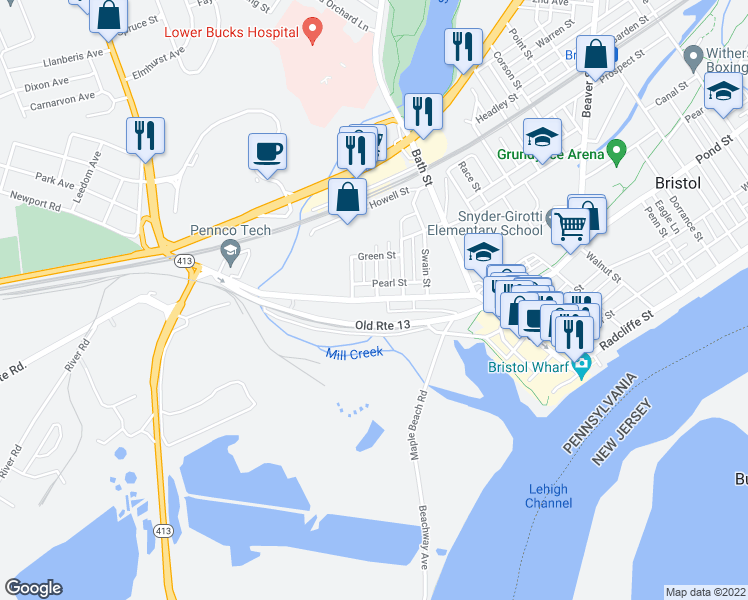 map of restaurants, bars, coffee shops, grocery stores, and more near 412 Otter Street in Bristol