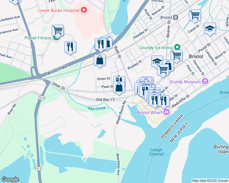 map of restaurants, bars, coffee shops, grocery stores, and more near 224 Otter Street in Bristol