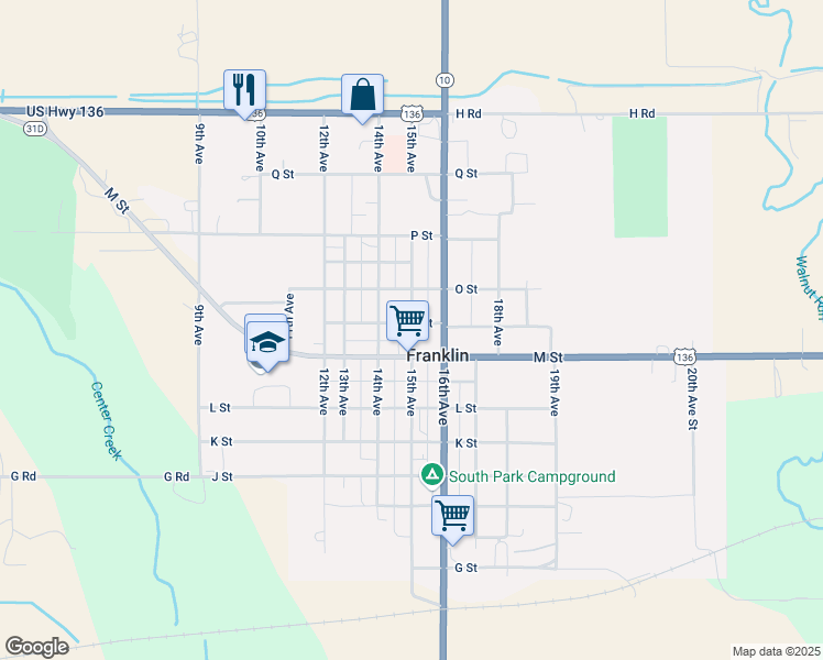 map of restaurants, bars, coffee shops, grocery stores, and more near 519 15th Avenue in Franklin